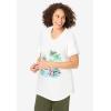 Woman Within Plus Size Two-Piece V-Neck Tunic & Capri Set(Dark Olive Green Palms)