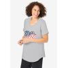Woman Within Plus Size Two-Piece V-Neck Tunic & Capri Set(Heather Grey Americana Heart)
