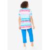 Woman Within Plus Size Two-Piece V-Neck Tunic & Capri Set(Paradise Blue Multi Tie-dye Stripe)