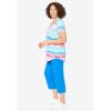 Woman Within Plus Size Two-Piece V-Neck Tunic & Capri Set(Paradise Blue Multi Tie-dye Stripe)