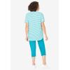 Woman Within Plus Size Two-Piece V-Neck Tunic & Capri Set(Pretty Turquoise Stripe Butterfly)
