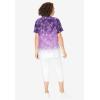 Woman Within Plus Size Two-Piece V-Neck Tunic & Capri Set(Radiant Purple Ombre Flowers)