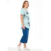 Woman Within Plus Size Two-Piece V-Neck Tunic & Capri Set(Seamist Seaside Stamp)
