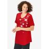 Woman Within Plus Size Two-Piece V-Neck Tunic & Capri Set(Vivid Red Stars)