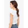 ellos Plus Size Eyelet Cap Sleeve Tee(White)