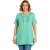 Woman Within Plus Size 7-Day Embroidered Pointelle Tunic(Pale Seafoam Floral Embroidery)