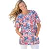 Woman Within Plus Size Americana Kangaroo Pocket Tee(Americana Patchwork)