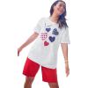 Woman Within Plus Size Americana Kangaroo Pocket Tee(White Heartland Hearts)