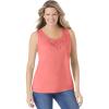 Woman Within Plus Size Beaded Tank Top(Sweet Coral)