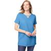 Woman Within Plus Size Perfect Short-Sleeve Keyhole Tee(Azure Blue)