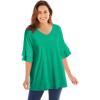 Woman Within Plus Size Ruffled Elbow-Sleeve Tunic(Tropical Emerald)