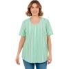 Woman Within Plus Size Seersucker Baseball Shirt(Grass Stripe)