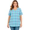 Woman Within Plus Size Seersucker Baseball Shirt(Paradise Blue Plaid)