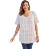 Woman Within Plus Size Seersucker Baseball Shirt(Pink Plaid)