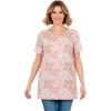 Woman Within Plus Size Short Sleeve Watercolor Tunic(Ivory Petal Patchwork)