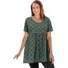 Woman Within Plus Size Short-Sleeve Empire Waist Tunic(Pine Dot)