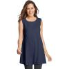 Woman Within Plus Size Sleeveless Fit-And-Flare Tunic Top(Navy)