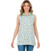 Woman Within Plus Size Sleeveless Polo Tunic(Seafoam Petal Bloom)
