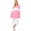 Woman Within Plus Size Tie-Dyed Knit Sweatshirt Tunic(Delicate Pink Ikat Tie Dye)