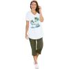Woman Within Plus Size Two-Piece V-Neck Tunic & Capri Set(Dark Olive Green Palms)