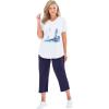 Woman Within Plus Size Two-Piece V-Neck Tunic & Capri Set(Navy Seaside)