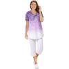 Woman Within Plus Size Two-Piece V-Neck Tunic & Capri Set(Radiant Purple Ombre Flowers)