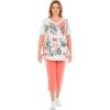 Woman Within Plus Size Two-Piece V-Neck Tunic & Capri Set(White Multi Vacation)