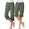 Woman Within Women’s Convertible Length Cargo Capri/Bermuda Pants(Olive Green)