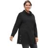 ellos Plus Size Side Snap Cowl Neck French Terry Sweatshirt Tunic(Black)