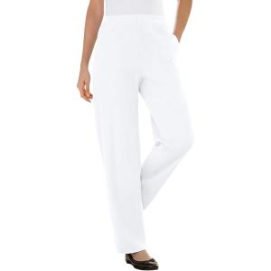 Woman Within Plus Size 7-Day Knit Ribbed Straight-Leg Pull-On Pants(White)