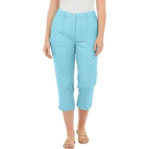 Woman Within Plus Size Adjustable Waist Chino Capri(Seamist Blue Dot)