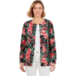 Woman Within Plus Size Perfect Long-Sleeve Cardigan Sweater(Black Paradise)