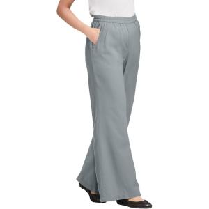 Woman Within Plus Size Petite Perfect Elastic-Waist Wide-Leg All-Cotton Pull-On Denim Jeans – 18 WP, Gunmetal