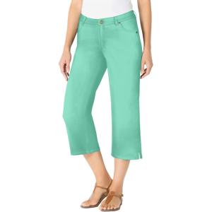 Woman Within Plus Size Petite Stretch Denim Five-Pocket Capri Jeans(Pale Seafoam)