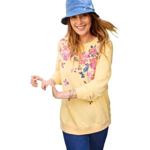 Woman Within Plus Size Printed Sweatshirt(Banana Wild Rose)
