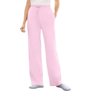 Woman Within Plus Size Sport Knit Straight-Leg Pull-On Pants(Pink)