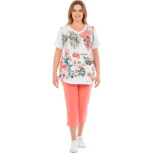 Woman Within Plus Size Two-Piece V-Neck Tunic & Capri Set(White Multi Vacation)