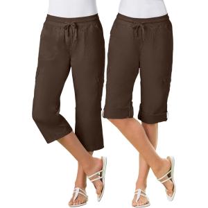 Woman Within Women’s Convertible Length Cargo Capri/Bermuda Pants(Chocolate)