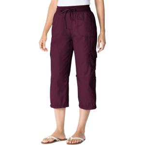 Woman Within Women’s Convertible Length Cargo Capri/Bermuda Pants(Deep Claret)