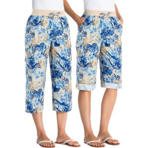 Woman Within Women’s Convertible Length Cargo Capri/Bermuda Pants(Natural Khaki Tropical)