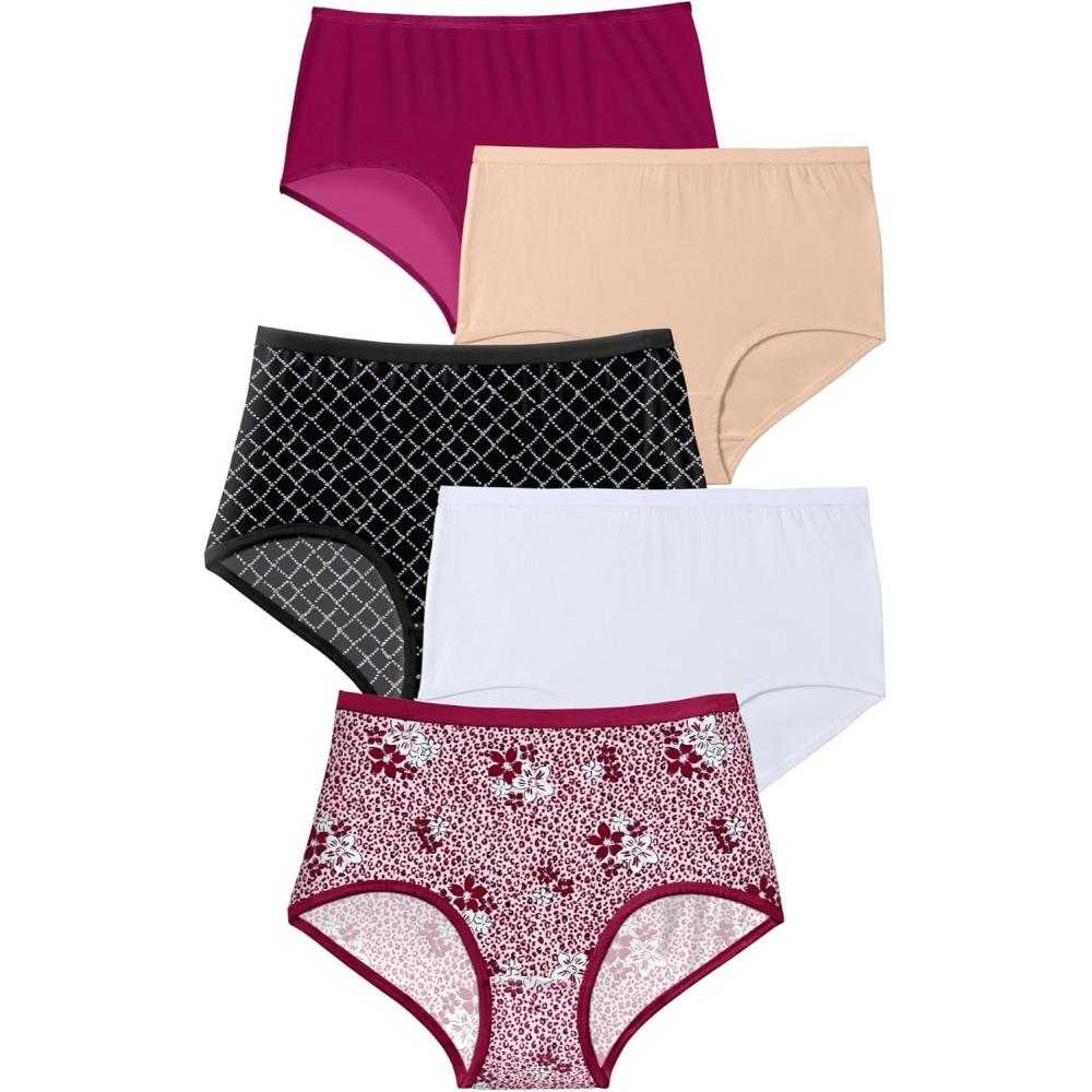 imageComfort Choice Plus Size Full Coverage Stretch Cotton Brief 5PackX O Pack
