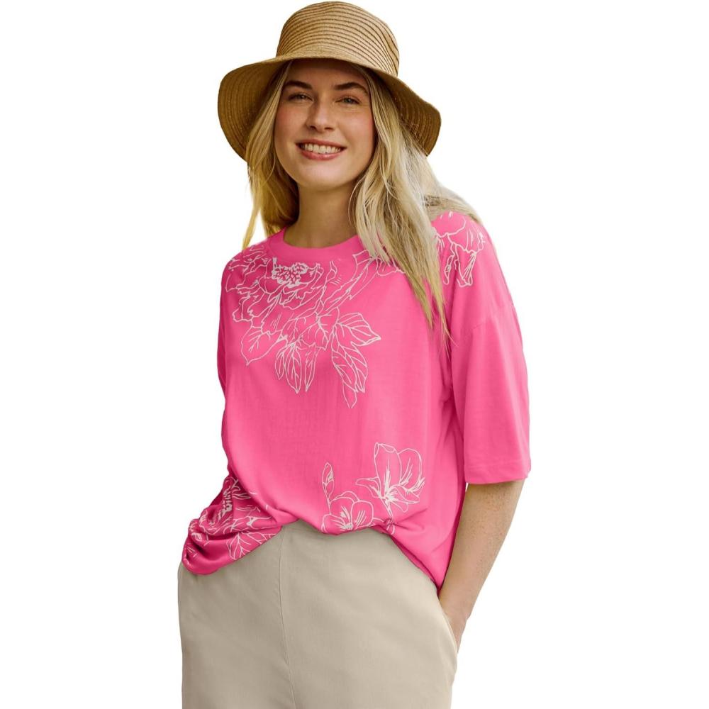 imageWoman Within Plus Size Relaxed Print Tee  3X Peony Graphic Bloom