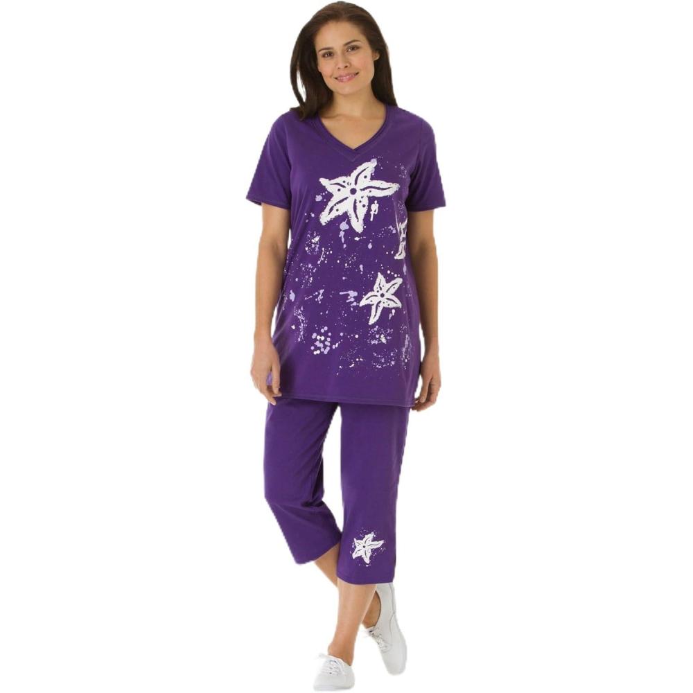 imageWoman Within Plus Size Starfish Tee and Capri SetPeony Petal Starfish