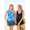 Swim 365 Women’s Plus Size Chlorine-Resistant A-Line Two-Piece Skirtini Set(Black Confetti)