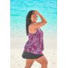 Swimsuits For All Swim 365 Women’s Plus Size Longer-Length Draped Mesh Racerback Tankini Top(Black)
