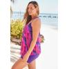 Swimsuits For All Swim 365 Women’s Plus Size Longer-Length Draped Mesh Racerback Tankini Top(Sunset Brushstroke)