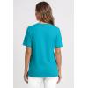 Woman Within Plus Size Lattice Neck Tee – 1X, Pretty Turquoise