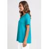 Woman Within Plus Size Lattice Neck Tee – 2X, Pretty Turquoise