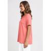 Woman Within Plus Size Lattice Neck Tee – M, Sweet Coral
