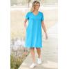 Woman Within Plus Size Perfect Short-Sleeve V-Neck Tee Dress(Petal Purple)